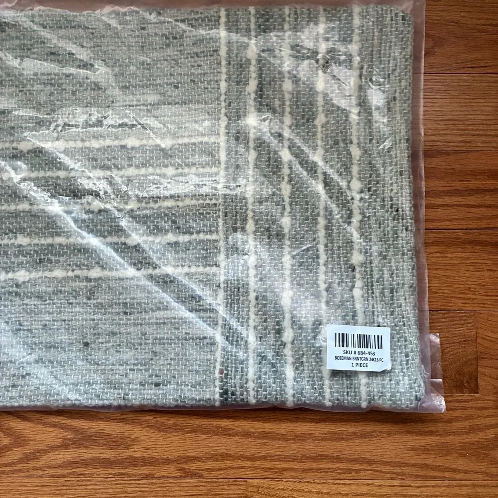 Crate and Barrel Bozeman Green Wool Pillow Cover